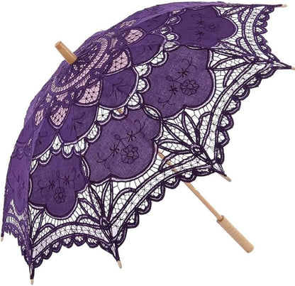Lace Parasol Umbrella Vintage Wedding Bridal Lace Umbrella for Decoration Photo Tea Party 32 Inch Adult Size