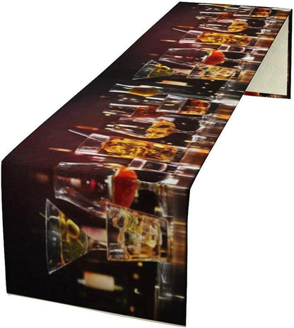 Red Wine Retro Table Runner, Table Dresser Runner, Kitchen Dining Table Runners for Indoor Outdoor Holiday Decor 13x60 Inch