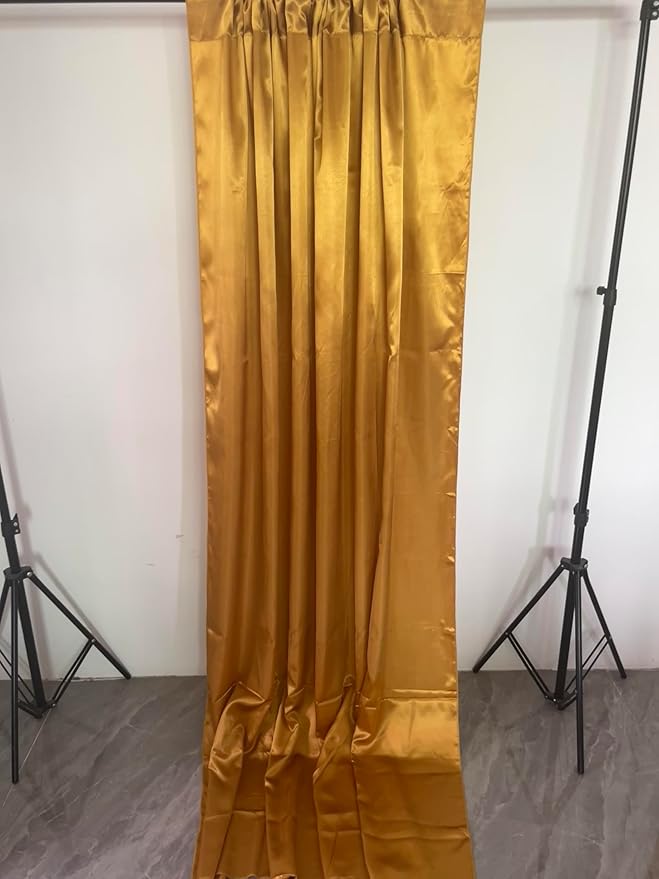 10 x 10 Feet Gold Backdrop Curtain for Partie, Stain Background Curtains for Photoshoot, Birthday, Wedding, Halloween, Thanksgiving, Christmas, New Year Party Decorations 5Ft x 10Ft, 2 Panels