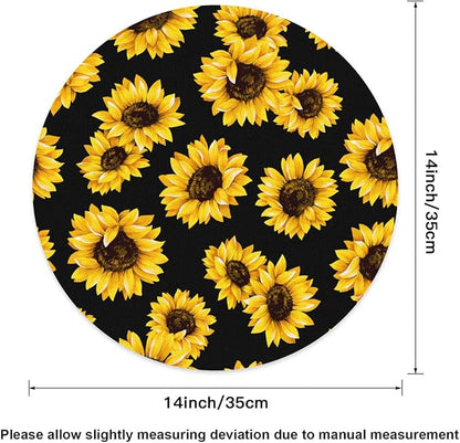 Flower Round Placemat Set of 4 Elegant Linen Table Mats for Dining, Heat Resistant, Stain Resistant Perfect for Dinner Parties, Restaurants, and Everyday Use