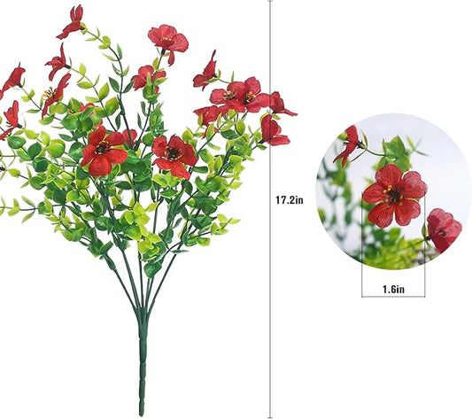 Red Artificial Outdoor Flowers 12 Bundles Silk Fake Daisy Plants Outside Realistic Garden Decor for Patio, Yard, and Landscaping (Red Daisy)