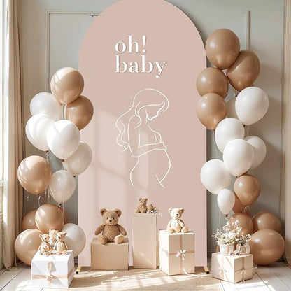 6FT Nude Arch Backdrop Cover - Polyester Fitted Wedding Arch Stand Covers Round Top Chiara Arch Backdrop Cover for Birthday Party Banquet Photo Background Decoration