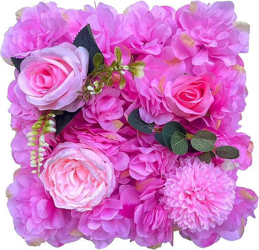 Flower Wall Backdrop, 12PCS 10.6"-15.7" Artificial Flower Wall Panel with Various Styles, 3D Floral Wall Decor for Wedding Photo Background Festive Party Home Decoration (K007, 11.8 * 11.8in)