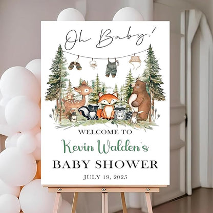 Personalized Baby Shower Welcome Sign For Outdoor, Custom Forest Animal Baby Shower Yard Sign Decorations