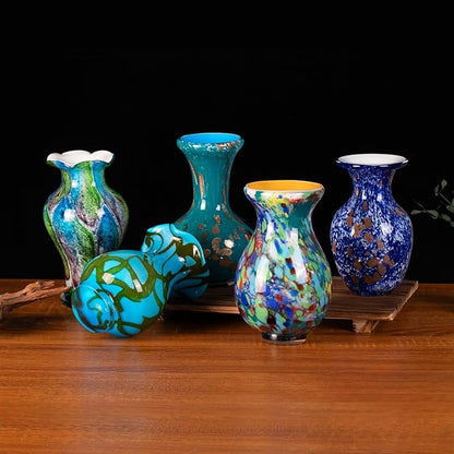 KAMMAK Colored Glass Vase, Beautiful Hand Blown Decorative Vase, Modern Art Vase for Flower Mantle Dining Table Centerpiece, Entryway Living Room Wedding Decoration, FH010