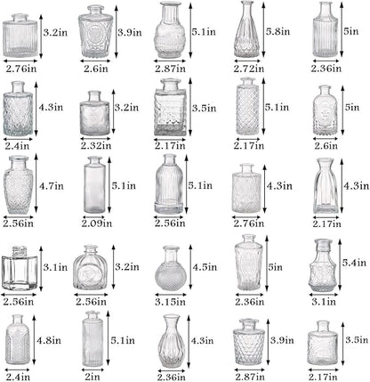 Bud Vases in Bulk 50, Glass Vases for Centerpieces, Small Vases for Flowers, Small Flower Vase for Centerpieces, Mini Vintage Vase, Clear Bud Vases for Wedding Table Decor