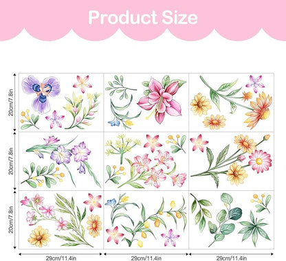 Tanlaby Retro Colorful Wildflower Wall Stickers, Garden Floral Wall Decals Retro Flower Decal Peel and Stick Wall Decals Walll Art Decor for Bedroom Office Sofa TV Backdrop