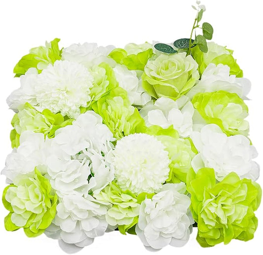 3D Flower Wall Panel Floral Backdrop,12PCS Artificial Flower Wall Background Silk Rose Mat, Artificial Flower Backdrop Faux Flower Panel for Wedding