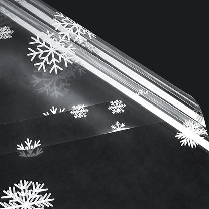 LeZakaa 20 Sheets Flower Wrapping Paper, White Snowflake Print, Waterproof Transparent Floral Bouquet Paper for Gift Baskets Bouquets, DIY Crafts, for Christmas, Winter Holiday, Valentines, Birthday