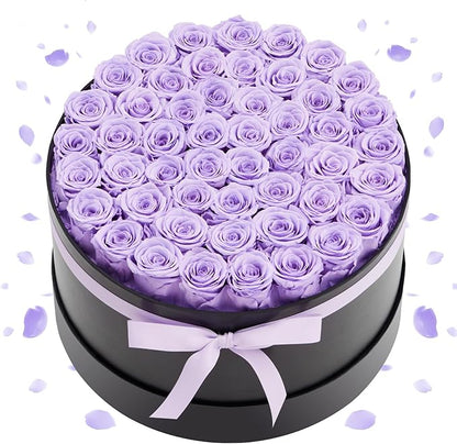 VEVOR Forever Flowers, 50 Preserved Roses in a Box, Eternal Flowers Immortal Bouquet Birthday Present for Women Her Wife Mothers, Anniversary, Valentine's Day,Christmas, Lavender Purple