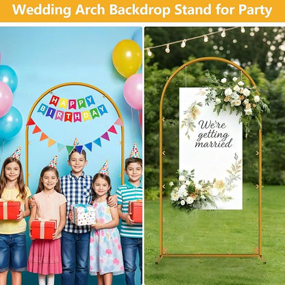 6 FT Wedding Arch Frame Backdrop Stand for Party, Balloon Arch Stand, Wedding Arches for Ceremony, Metal Gold Arch Frame Backdrop Stand for Bridal Baby Showers Birthday Decoration Photo