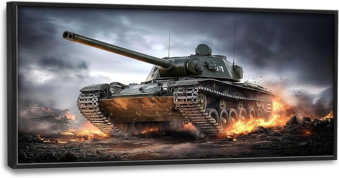 Military Tank Large Wall Art Framed Wall Decor for Living Room Tank Pictures Oversized Canvas Print Painting Modern Extra Large Artwork for Bedroom Office Home Decor 60"x30"