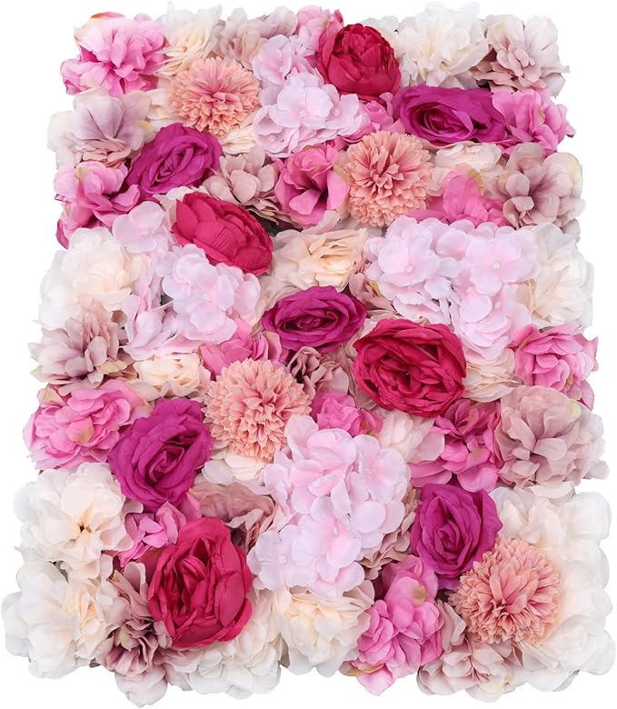 VelvetSlumbliery 6PCS Silk Rose Wall, 15.7×23.6In Artificial Flower Wall Backdrop Faux Flowers Panel, Flower Walls Panel Floral Backdrop, 3D Floral Rose Panels for Wedding, Clothing Store