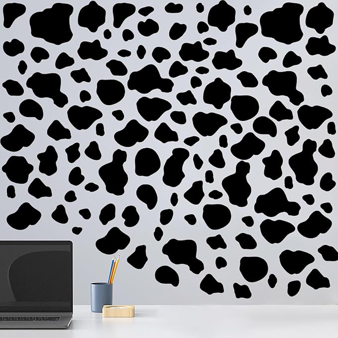 AOWDIAO 280 Pieces Cow Print Stickers Peel and Stick Vinyl Decals for Wall, Car, Laptop, Water Bottle & Home Decor