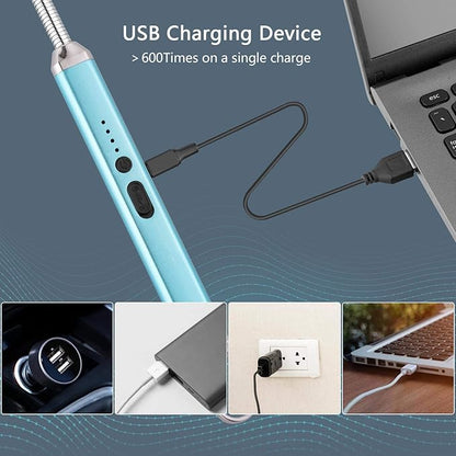 MEIRUBY Electric Candle Lighter, Birthday Christmas Stocking Stuffers Gifts for Women Mom Men Wife Sister, USB Arc Rechargeable Windproof Long Lighter for Candle BBQ Housewarming Gift Idals