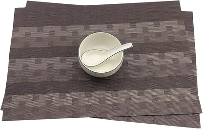 Gugrida Red Placemats 6pcs Placemats PVC Table Mats Woven Vinyl Placemats