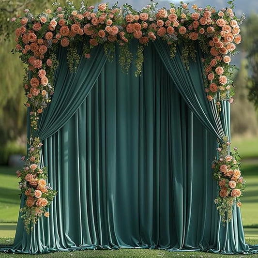 30x10ft Wrinkle Free Hunter Green Backdrop Curtain for Parties Soft Fabric Drapes Wedding Dark Green Curtain Backdrop for Birthday Party Decorations Background for Photography 5x10ft,6 Panels