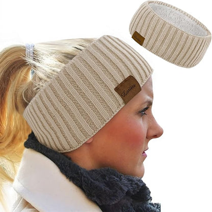 Loritta Womens Ear Warmers Headbands Winter Warm Fuzzy Cable Knit Head Wrap Fleece Lined Gifts
