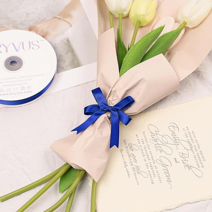 Royal Blue Satin Ribbon, Double Faced 1/2 Inch X 50 Yards Royal Blue Ribbon, Premium Satin Ribbon for Gift Wrapping, Crafts, Hair Bow Making, Sewing, Flower Bouquet, Wedding Party Decor
