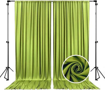 10 x 10 Feet Olive-Green Backdrop Curtain for Partie, Background Curtains for Photoshoot, Birthday, Wedding, Halloween, Thanksgiving, Christmas, New Year Party Decorations 5Ft x 10Ft, 2 Panels
