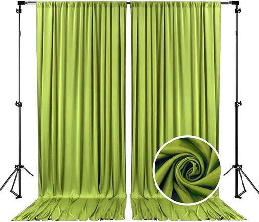 10 x 10 Feet Olive-Green Backdrop Curtain for Partie, Background Curtains for Photoshoot, Birthday, Wedding, Halloween, Thanksgiving, Christmas, New Year Party Decorations 5Ft x 10Ft, 2 Panels