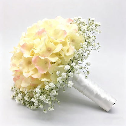 100PCS Artificial Hydrangea Flowers, Fake Flowers Silk Hydrangea Full Flowers Heads with Stems for Wedding Home Party Shop Baby Shower Decor (Apricot Pink)