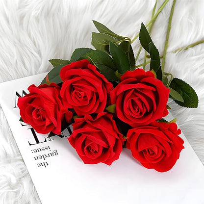 Artificial Silk Roses Flowers - 200 Pack Rose Red Fake Flowers for Wedding Decor, 3.7Inch Velvet Flower Heads with 50cm Long Stems, Suitable for Home, Party Event Decor (200, Rose Red)