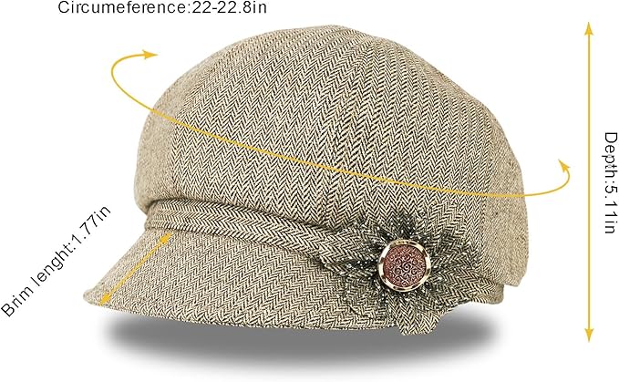 Women Retro Classic Visor Newsboy Cabbie Cap Beret Hats with Flower Buckle for Woman Ladies