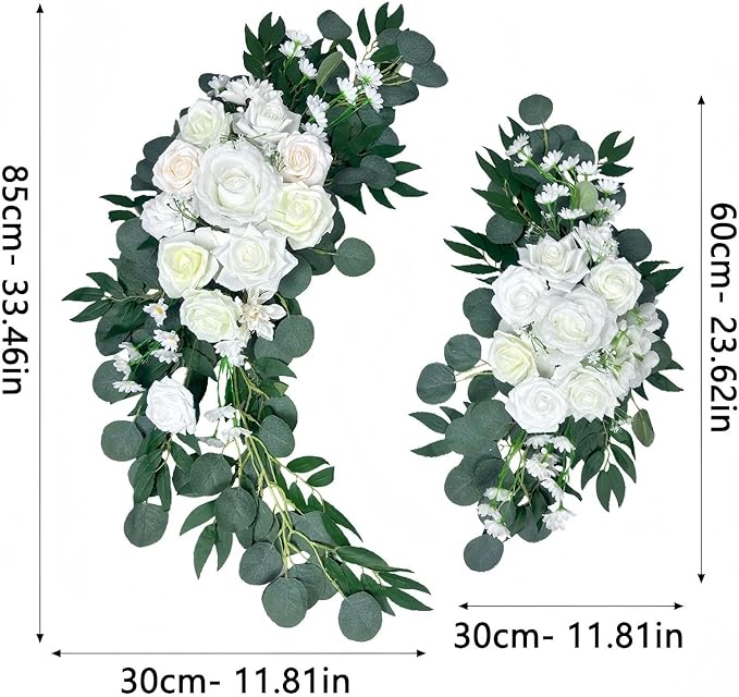 Flowers for Wedding Arch Set of 2 - Artificial Floral Swag for Ceremony Backdrop & Arch Decoration - Fake Flowers for Arch Backdrop, Balloon Arch & Wall Decor