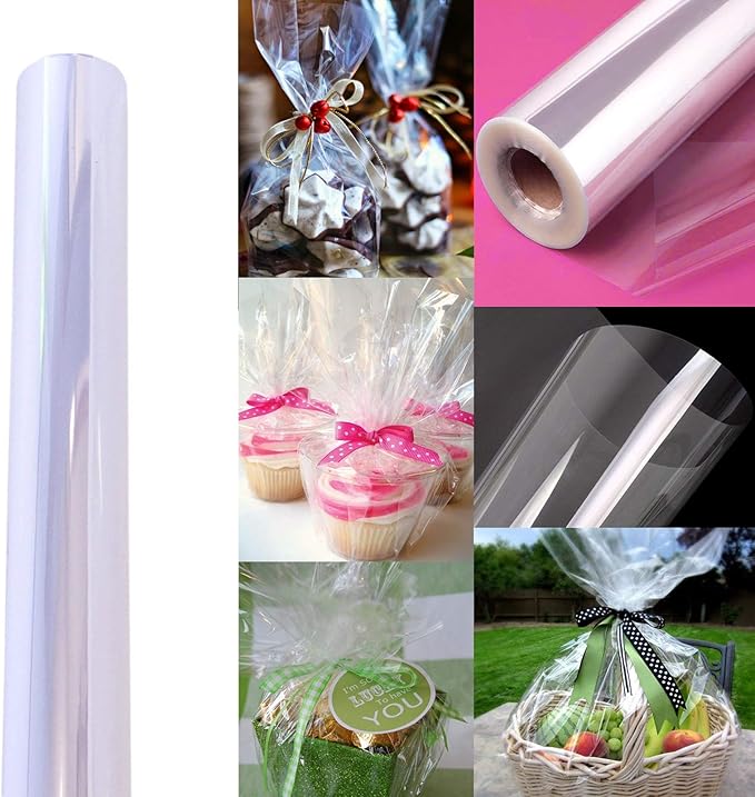 AnapoliZ Clear Cellophane Wrap Roll | 100’ Ft. Long X 16” In. Wide | 2.3 Mil Thick Crystal Clear | Gifts, Baskets, Arts & Crafts, Treats, Wrapping | Food Grade Specifications