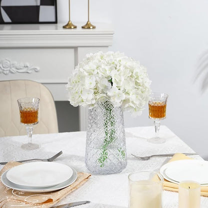 Glass Vase, Clear Flower Vase for Bouquet, Large Glass Vases for Flowers, Modern Vases for Living Room, Bedroom, Dining Table, Office, Kitchen, Wedding, 9 Inches