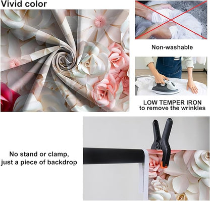 Baocicco 20x10ft Pink and White Paper Flowers Background Photography Mother's Day Backdrop Paper Flower Wall Gorgeous Wedding Flower Backdrops Beautiful Bride Baby Newborn Kids Background