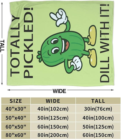 Pickle Blanket Cute Pickle Throw Blanket Vegetable Soft Cozy Fleece Fuzzy Stuffed Plush Flannel Gifts for Girls Women Boys Kids Adults 50"X60"