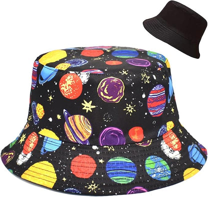Malaxlx Unisex Bucket Hat Beach Sun Hat Aesthetic Fishing Hat for Men Women Teens, Reversible Double-Side-Wear