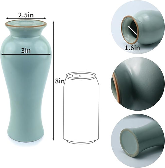 8-inch ice Cracked Glazed Ceramic vase, Modern Eastern Style Ceramic vase, Dining Table, Central Living Room Shelf Decoration (TQ04)