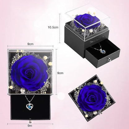 SHOKUTO Preserved Rose,Birthday Gifts for Women Mom Girlfriend,Gifts for Mom Grandma Wife Daughter Sister,Jewelry Boxes with Necklace