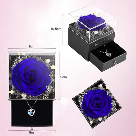 SHOKUTO Preserved Rose,Birthday Gifts for Women Mom Girlfriend,Gifts for Mom Grandma Wife Daughter Sister,Jewelry Boxes with Necklace