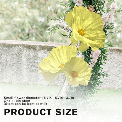 Large Handcrafted Paper Flowers Decoration - Artificial Flower Birthday Party Decorations, Wedding Decoration for Reception for Nursery Wall/Baby Shower Archway Decor 3 Pack (Yellow)