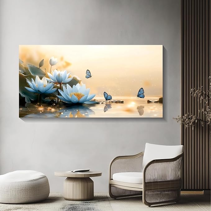 Iallbin Zen Stone Wall Art & Zen Wall Decor, sense of peace and natural beauty -for Yoga Meditation Room, Spa & Bathroom, Soft Hazy Dawn Art Deco Style, Ready to Hang, 58x29 Inches