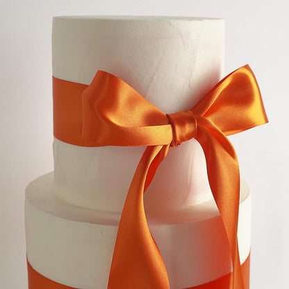 MEEDEE Orange Satin Ribbon - 25 Yards Double Faced Satin Ribbon for Christmas, Thanksgiving, Halloween, Wreaths, Bows, Crafts, Weddings, Flower Bouquets