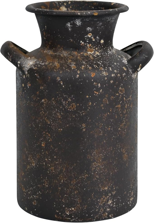 Rustic Vintage Metal Flower Vase for Decor Milk Jug Small Vases for Flowers Kitchen Decorations, Cylindrical,Perfect for Kitchen, Dining Room, Living Room,Housewarming Gift (Brown)