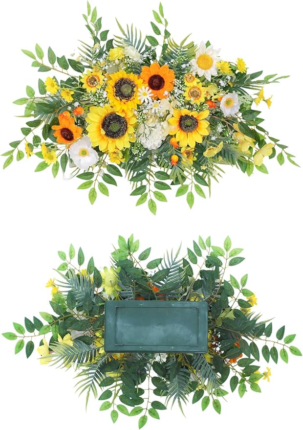 Artificial Flowers, Wedding Decor，Flower Garland Be Suited to Banquet, Party, Reception Entrance Welcome Sign and Background Decoration (Sunflower)