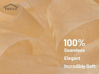 2 Roll Champagne Organza Ribbon 1.5 Inch for Wedding Gift Wrapping, Wedding Invitations, Party Decoration, Crafts