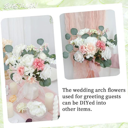 2pcs Wedding Arch Flowers,Wedding Artificial Sign Flower,Welcome Easel Door Decor Wall swags for Reception Backdrop Table Decorations Welcome Sign (Deep Pink)