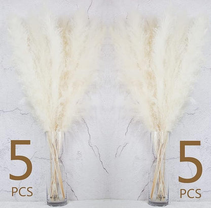 10 Stems 40-inch White Pampas Grass Decor Tall, Large Pampas Grass, Boho Neutral Home Decor Bouquet. Fluffy Pampas Grass for Floor Vases, Wedding Floral Arrangements, Wall Decor, Farmhouse Table Decor