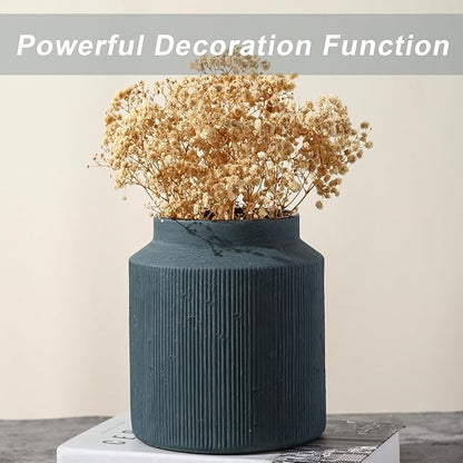 Farmhouse Vase for Home Decor, Vintage Rustic Terracotta Flower Vase Suitable for Home Decor, Living Room, Shelf, Dining Table. 7IN. Blue