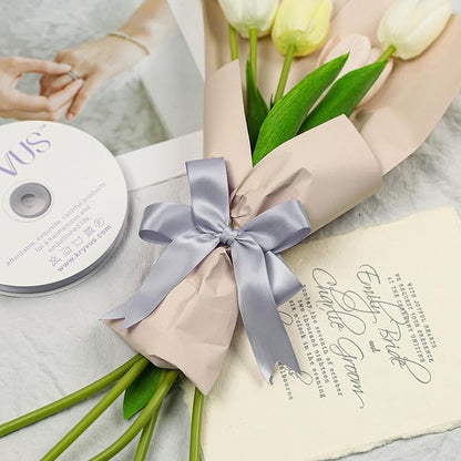 Gray Satin Ribbon, Double Faced 1 Inch X 50 Yards Gray Ribbon, Premium Satin Ribbon for Gift Wrapping, Crafts, Hair Bow Making, Sewing, Flower Bouquet, Wedding Party Decor