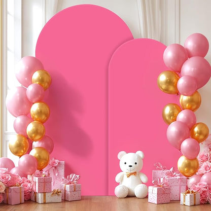 Hot Pink Arch Backdrop Covers - 6.6FT, 5FT Spandex Fitted Wedding Arch Stand Covers Round Top Chiara Arch Backdrop Cover for Wedding Birthday Party Decoration