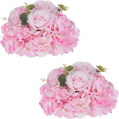 NUPTIO Flower Balls Flowers for Centerpieces: 2 Pcs 11.8 inch Diam Pink Artificial Rose Fake Flower Ball Arrangement Bouquet Wedding Centerpieces for Tables Wedding Centerpiece Decorations
