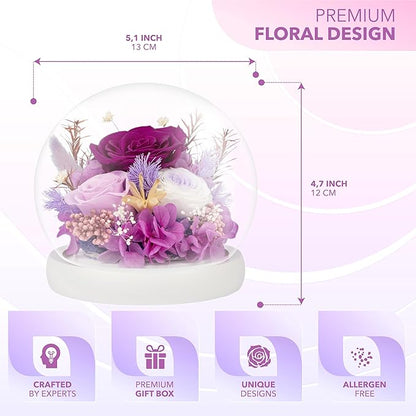 Preserved Flowers - Fresh Flowers Gifts for Women - Birthday Flowers for Delivery Prime Today -Eternal Rose Gifts for her -Real Flowers for Women, Christmas & Mother's Day(Purple)